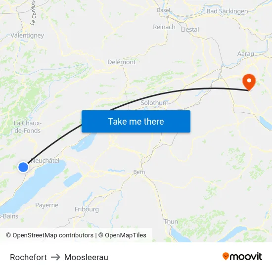 Rochefort to Moosleerau map