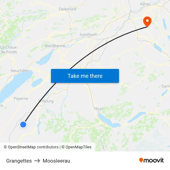 Grangettes to Moosleerau map