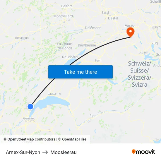 Arnex-Sur-Nyon to Moosleerau map