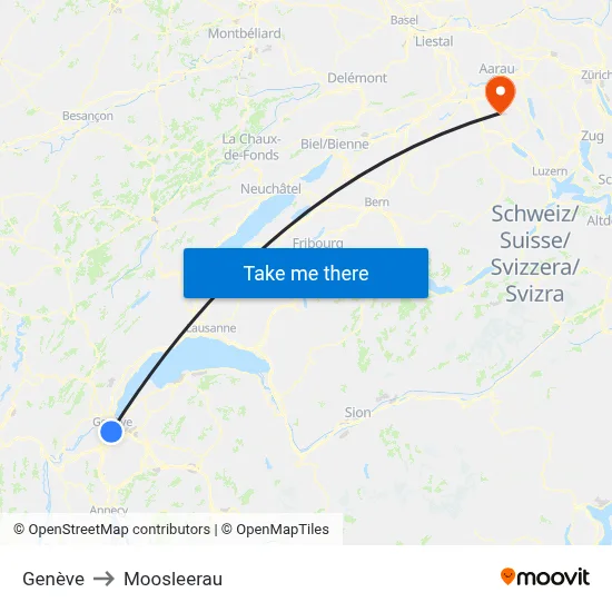 Genève to Moosleerau map