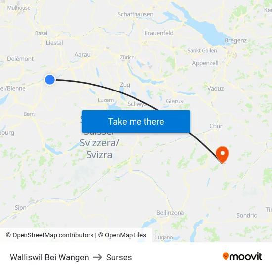Walliswil Bei Wangen to Surses map