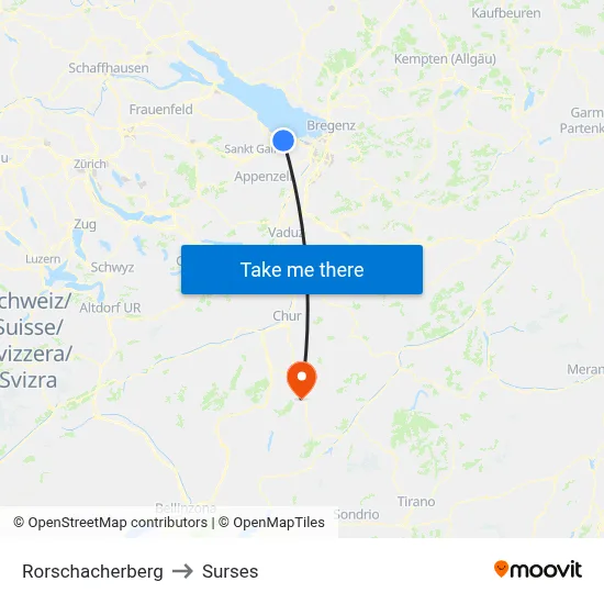 Rorschacherberg to Surses map