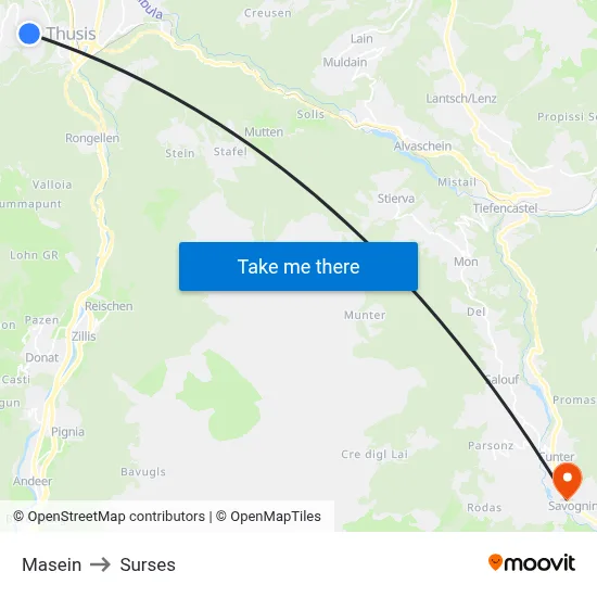 Masein to Surses map