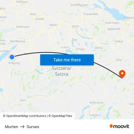 Murten to Surses map
