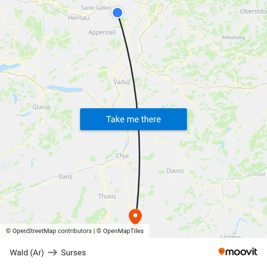 Wald (Ar) to Surses map