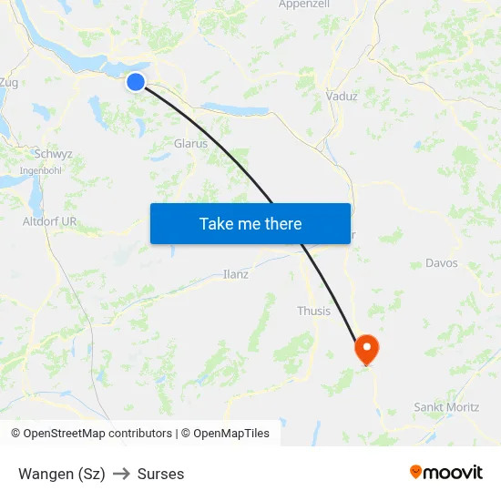 Wangen (Sz) to Surses map