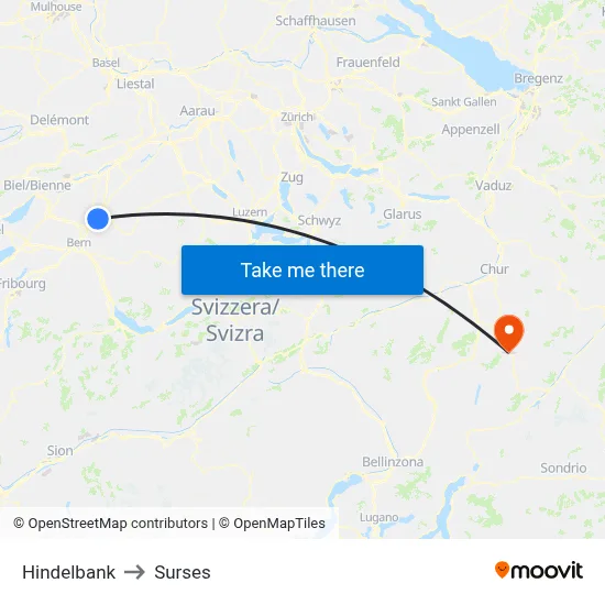 Hindelbank to Surses map