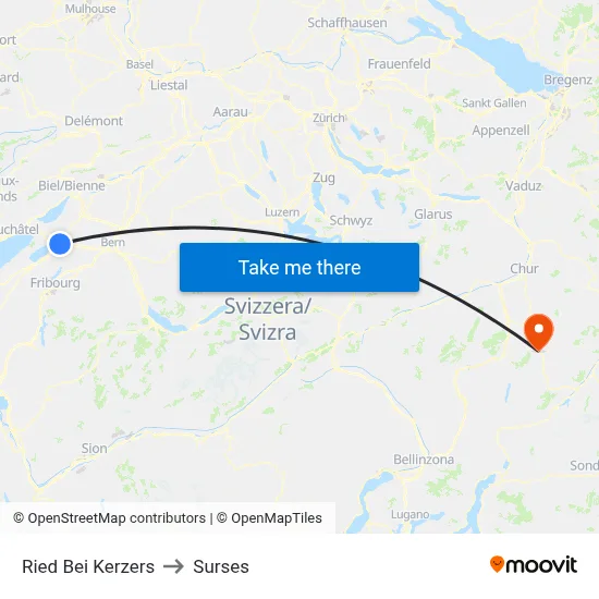 Ried Bei Kerzers to Surses map