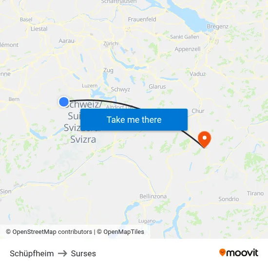 Schüpfheim to Surses map