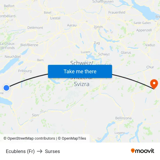 Ecublens (Fr) to Surses map