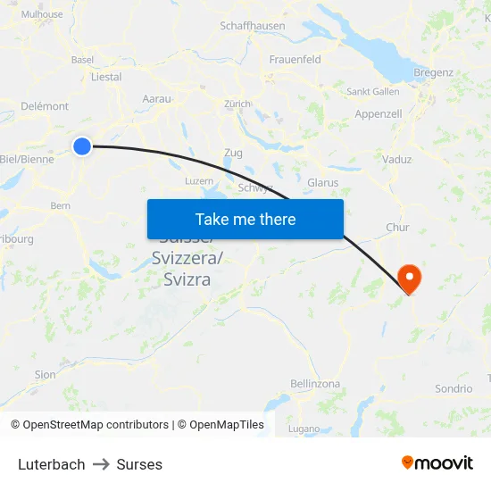 Luterbach to Surses map