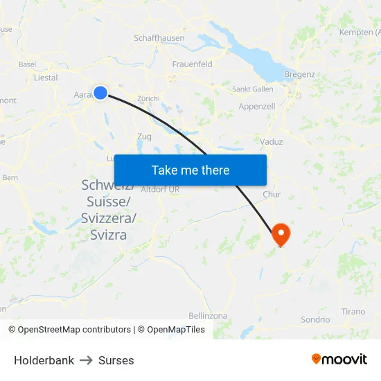 Holderbank to Surses map