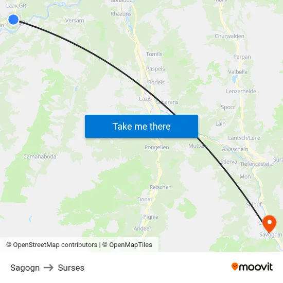 Sagogn to Surses map