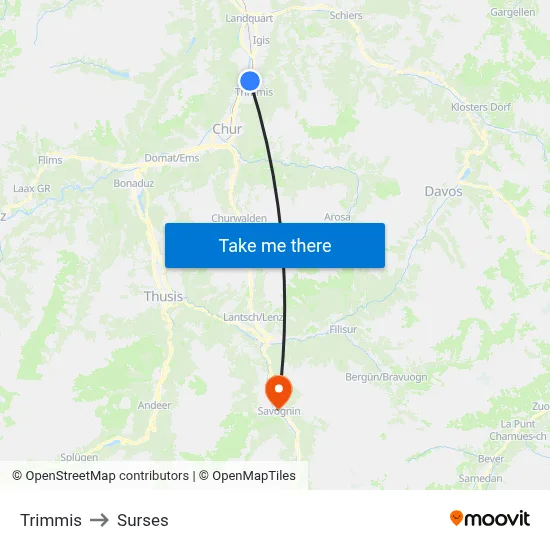Trimmis to Surses map