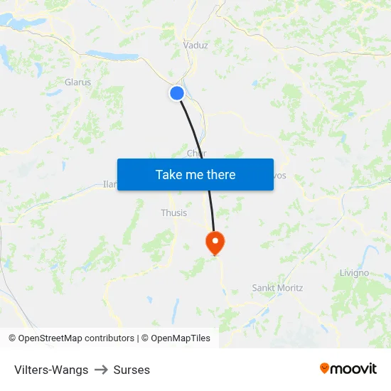 Vilters-Wangs to Surses map