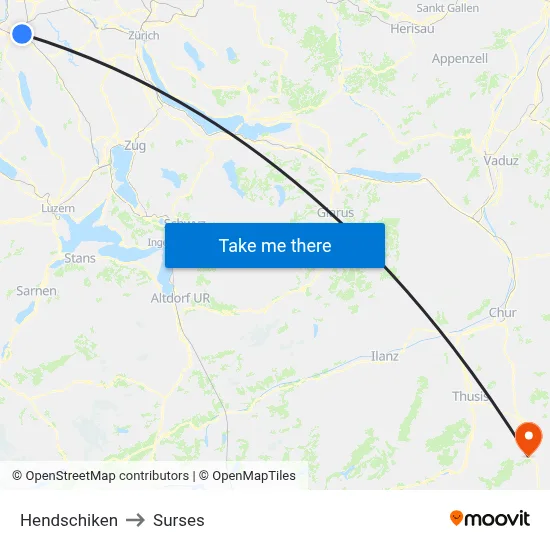 Hendschiken to Surses map
