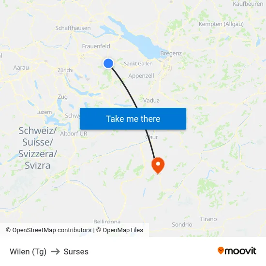 Wilen (Tg) to Surses map