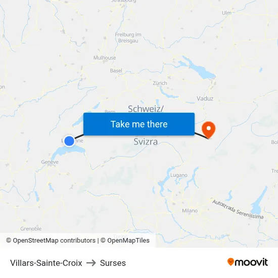 Villars-Sainte-Croix to Surses map
