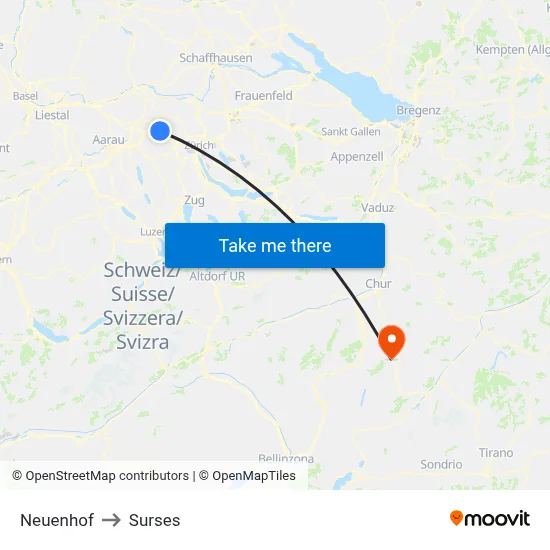 Neuenhof to Surses map