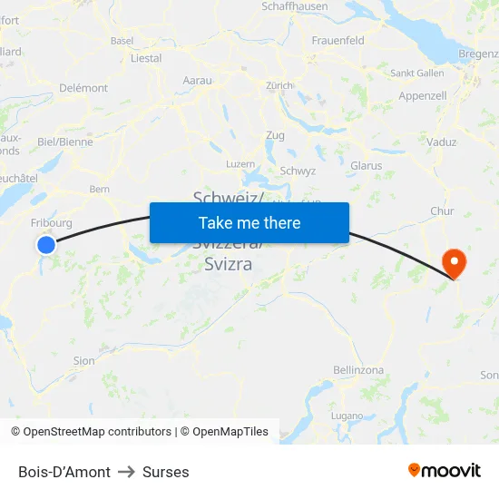 Bois-D’Amont to Surses map
