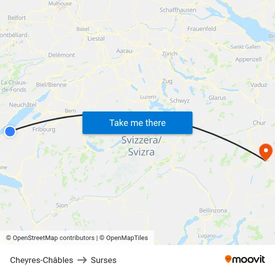 Cheyres-Châbles to Surses map