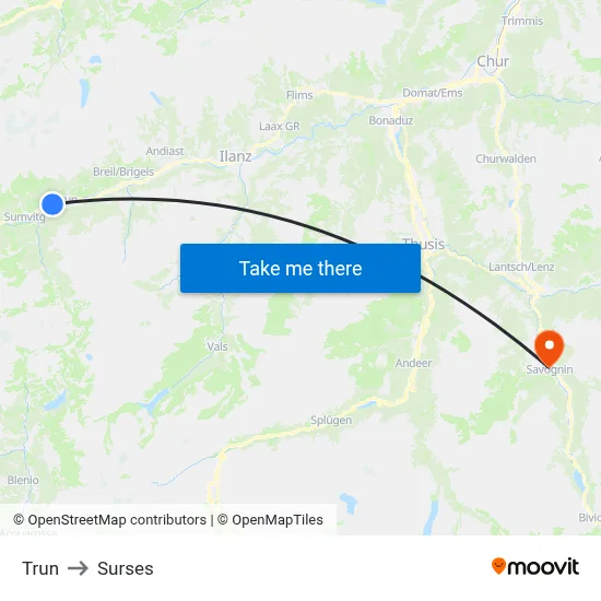 Trun to Surses map