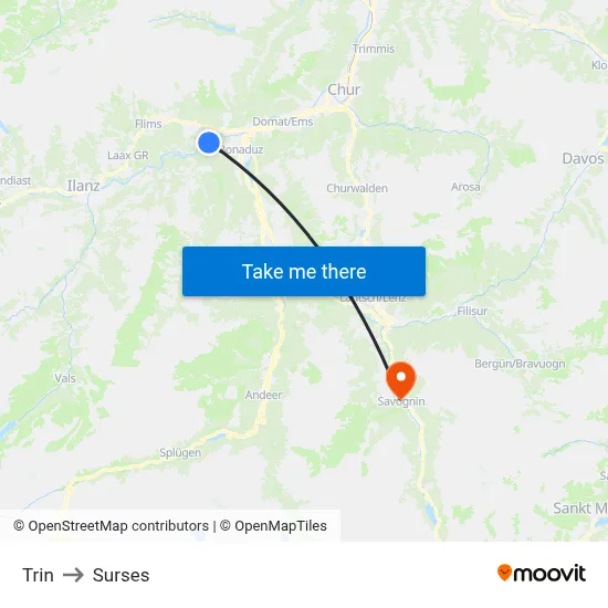 Trin to Surses map