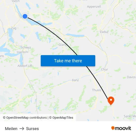 Meilen to Surses map