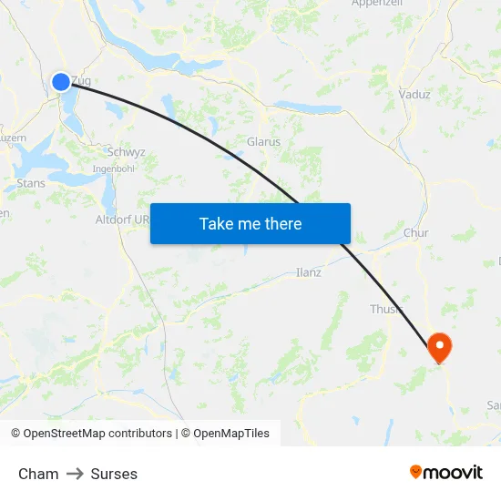 Cham to Surses map