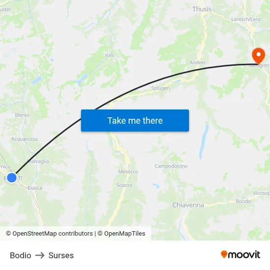Bodio to Surses map