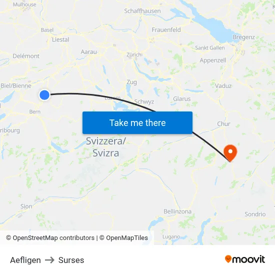 Aefligen to Surses map