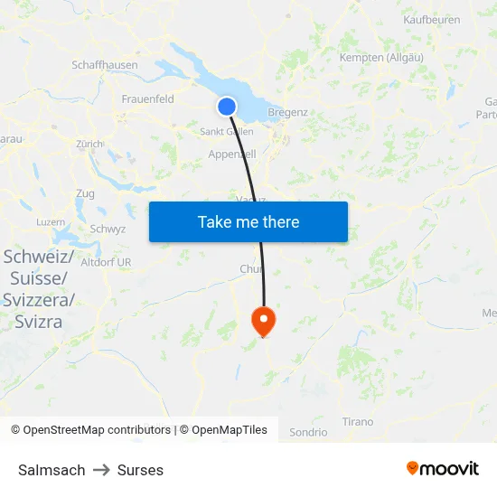 Salmsach to Surses map