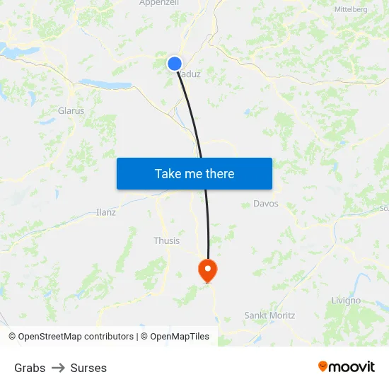 Grabs to Surses map