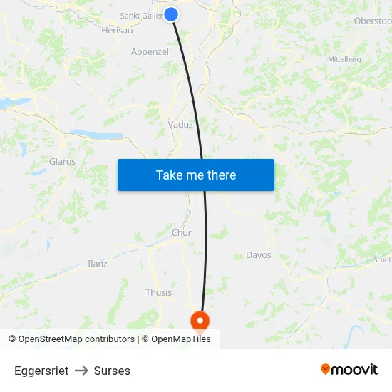 Eggersriet to Surses map