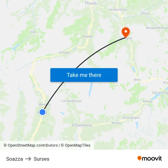 Soazza to Surses map