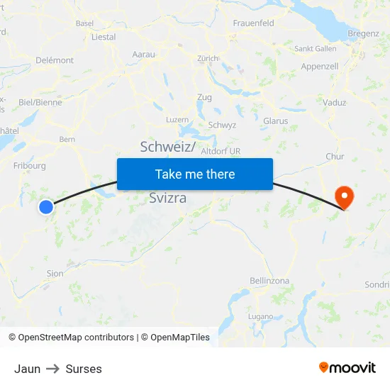 Jaun to Surses map