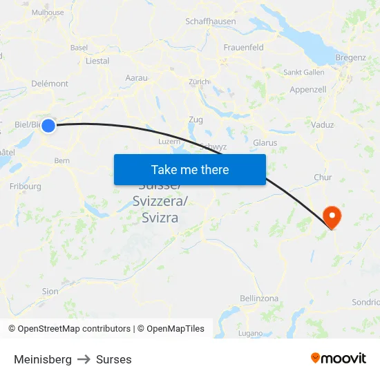 Meinisberg to Surses map
