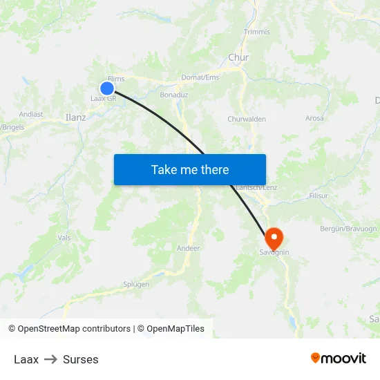 Laax to Surses map