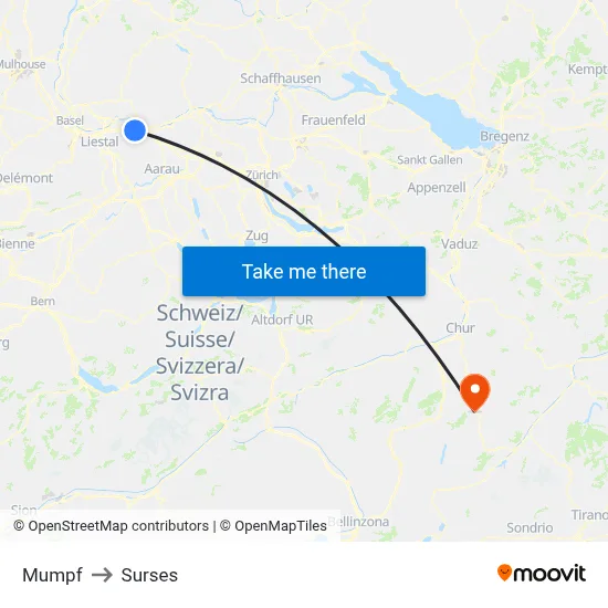 Mumpf to Surses map