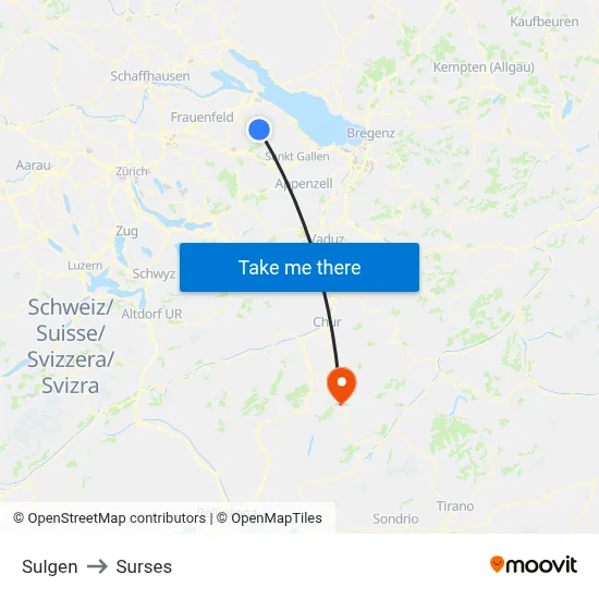 Sulgen to Surses map