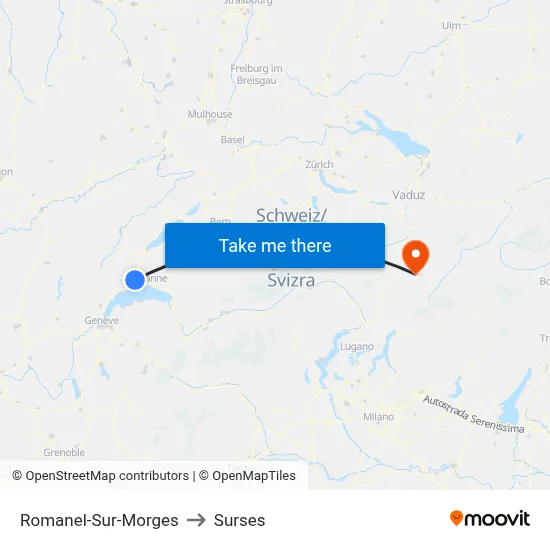 Romanel-Sur-Morges to Surses map