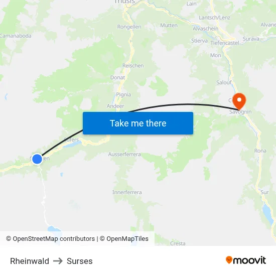 Rheinwald to Surses map