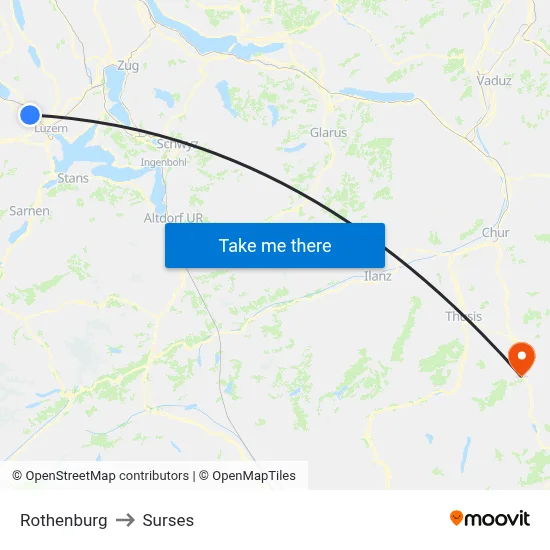Rothenburg to Surses map