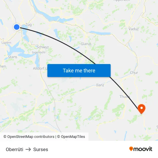 Oberrüti to Surses map