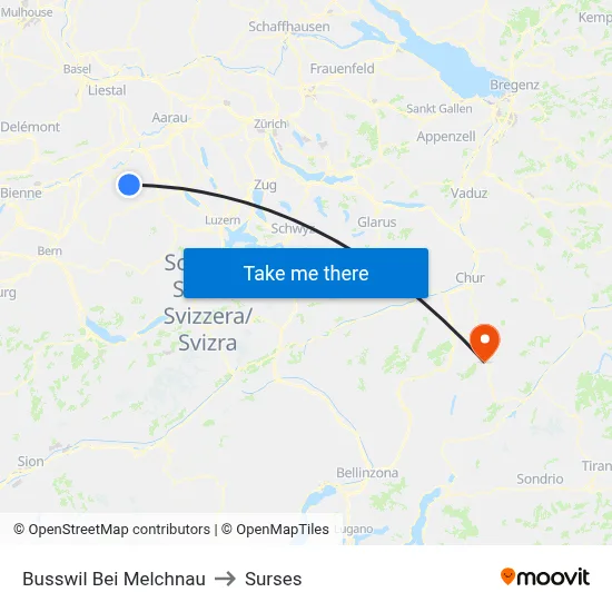 Busswil Bei Melchnau to Surses map