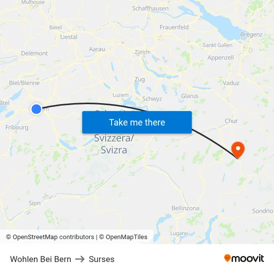 Wohlen Bei Bern to Surses map