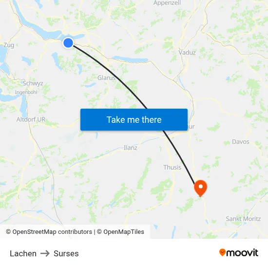 Lachen to Surses map