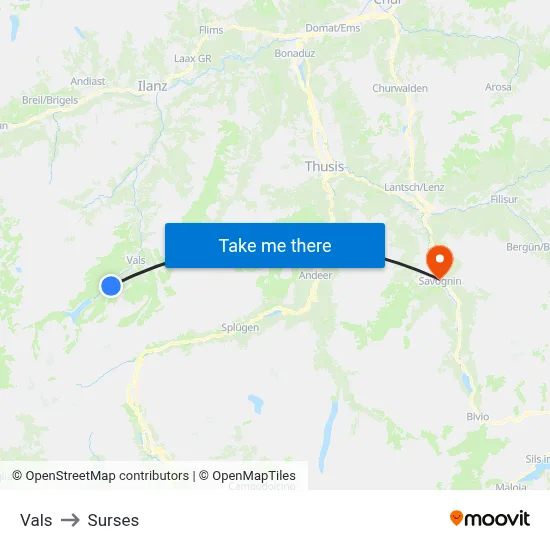 Vals to Surses map