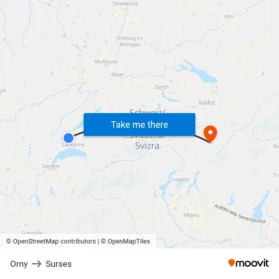 Orny to Surses map