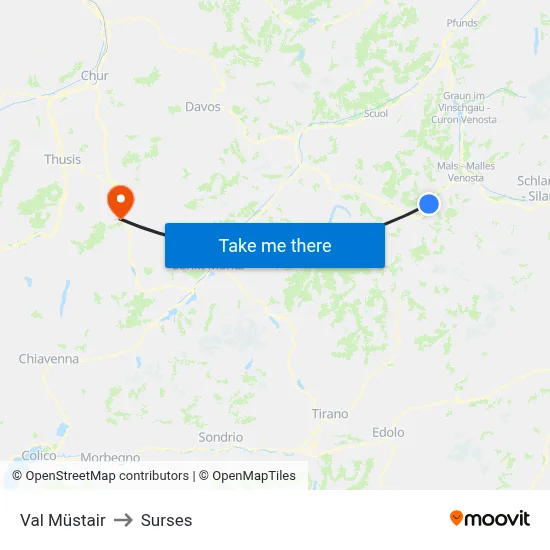 Val Müstair to Surses map